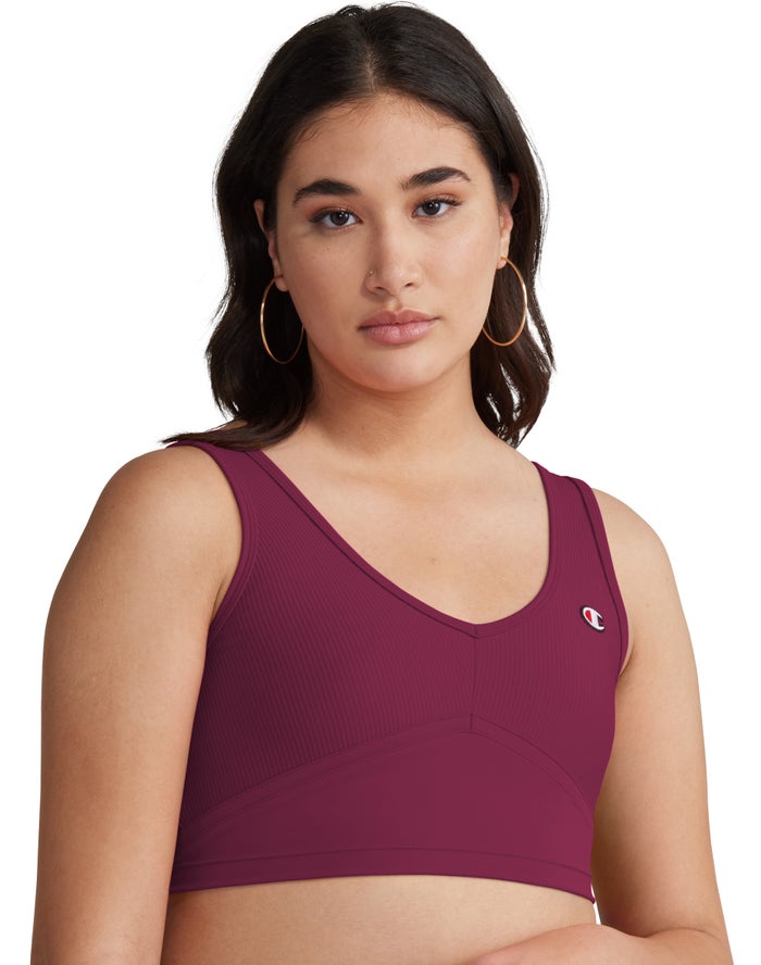 Champion Dame Tank Top MørkeLilla - Ribbed Cropped - Danmark KMG-105376